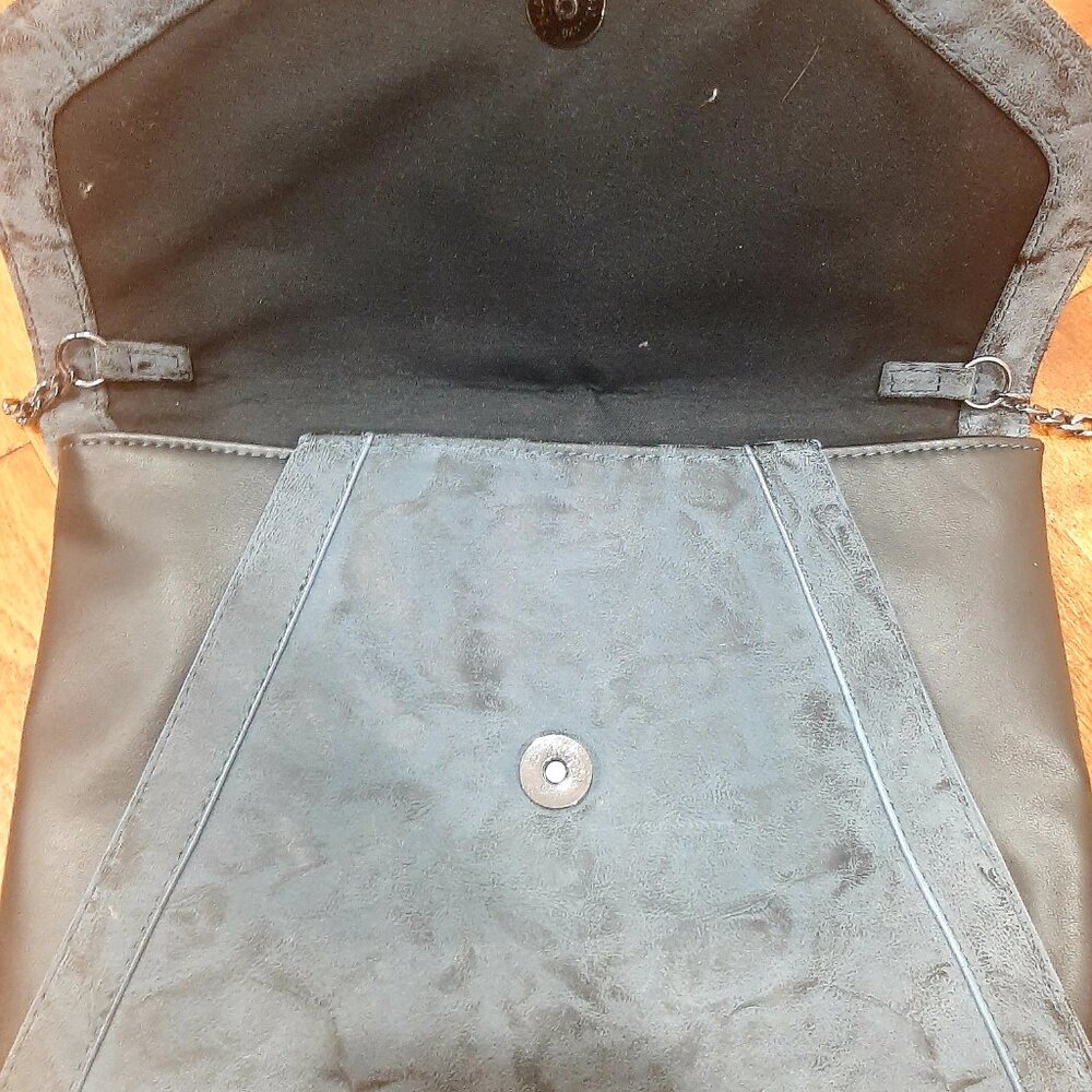 Charcoal minimalist baddie whimsygoth oversized evening bag faux leather - Picture 12 of 15
